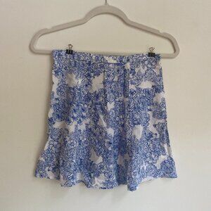 American Apparel Blue and White Floral Skirt XS